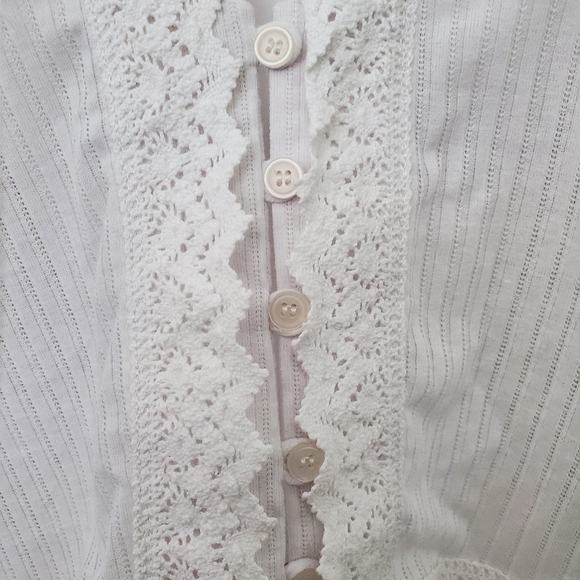 Free People White / Blanc long sleeve top size M. - Picture 2 of 12